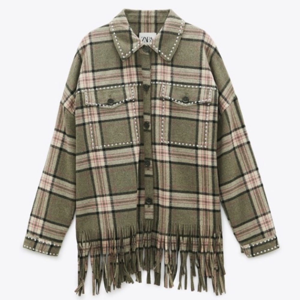Zara wool blend plaid overshirt shacket